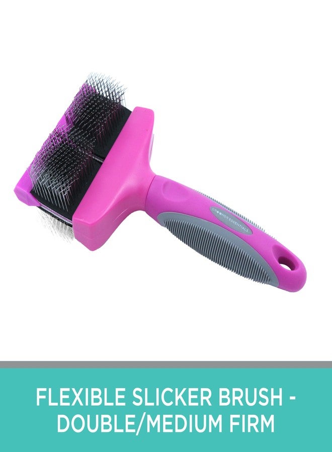 Groomer Essentials Flexible Slicker Brush - Double/Medium Firm - Image 2