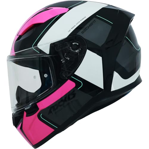 AXXIS Segment Vantage Full Face Helmet | ISI & DOT Certified | Dual Visor | Lightweight Polycarbonate Shell | Aerodynamic & Comfortable (Pink Black, M) - Image 1
