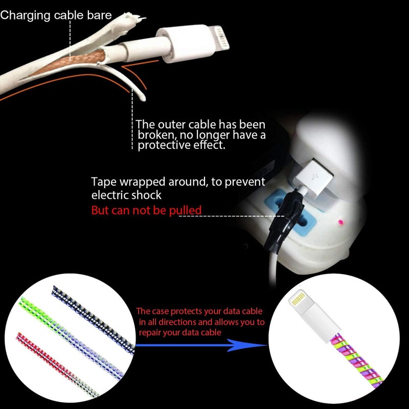 Rancco Cable Protector/Wire Repair/Pet Chew Cable Saver/Headphone Saver, 5 Pc Spiral Cable Strain Relief Cable Wrap Tube Charger Cord Sleeve for Phone Charge Cable, USB Date Cable[4.6ft/pc] - Image 2