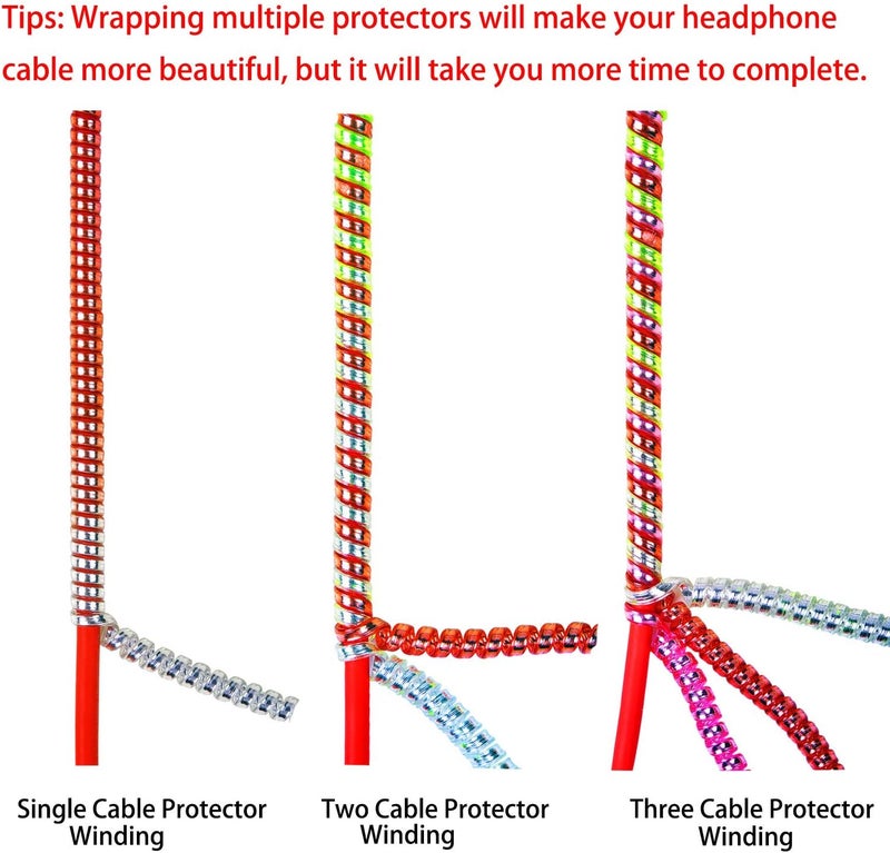 Rancco Cable Protector/Wire Repair/Pet Chew Cable Saver/Headphone Saver, 5 Pc Spiral Cable Strain Relief Cable Wrap Tube Charger Cord Sleeve for Phone Charge Cable, USB Date Cable[4.6ft/pc] - Image 4