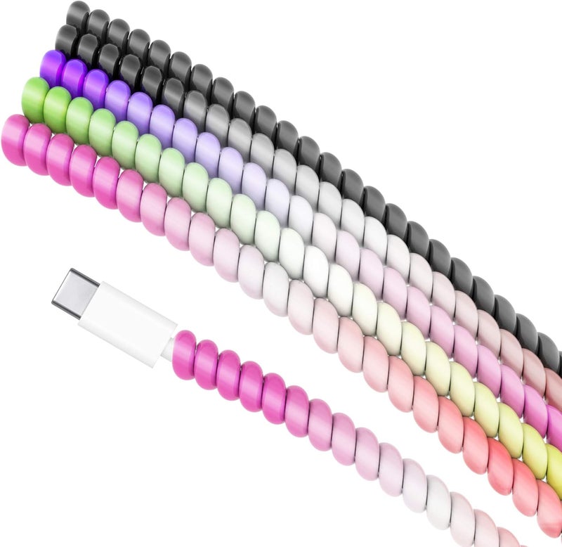 Rancco Cable Protector/Wire Repair/Pet Chew Cable Saver/Headphone Saver, 5 Pc Spiral Cable Strain Relief Cable Wrap Tube Charger Cord Sleeve for Phone Charge Cable, USB Date Cable[4.6ft/pc] - Image 1