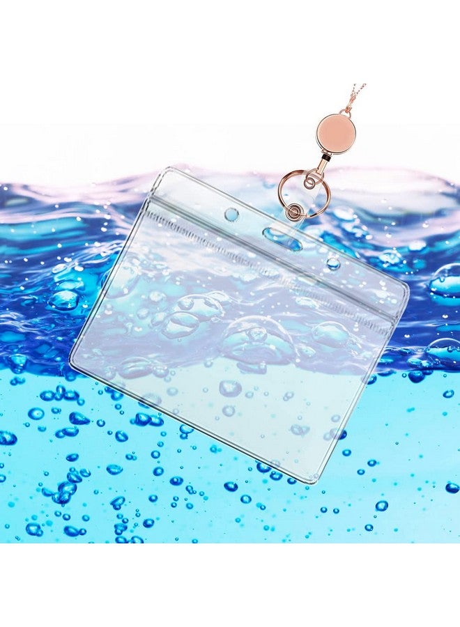 Prudiut Lanyards For Id Badges 3 Pack Badge Lanyard With 6 Pcs Id Badge Holder Retractable Stainless Steel Teacher Lanyards Cruise Ship Lanyards For Girl Women (Black Silver Rose Gold) - Image 4