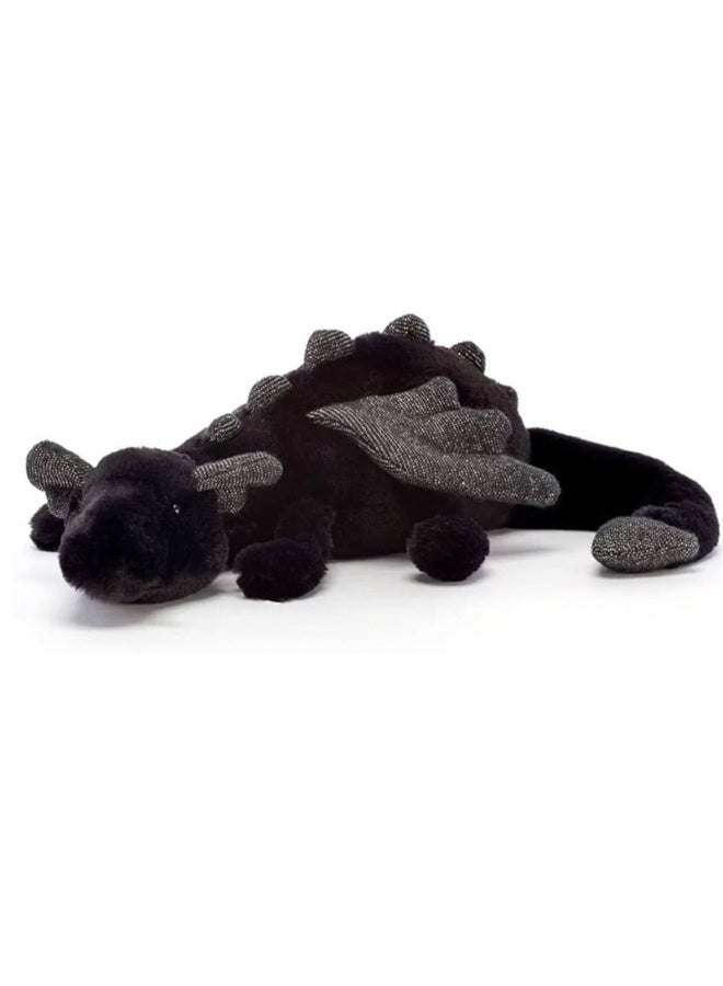 Malachy Dragon - Soft Black plush dragon with wings and spines - a 50cm large hug toy suitable for children, daycare centers, and collectors