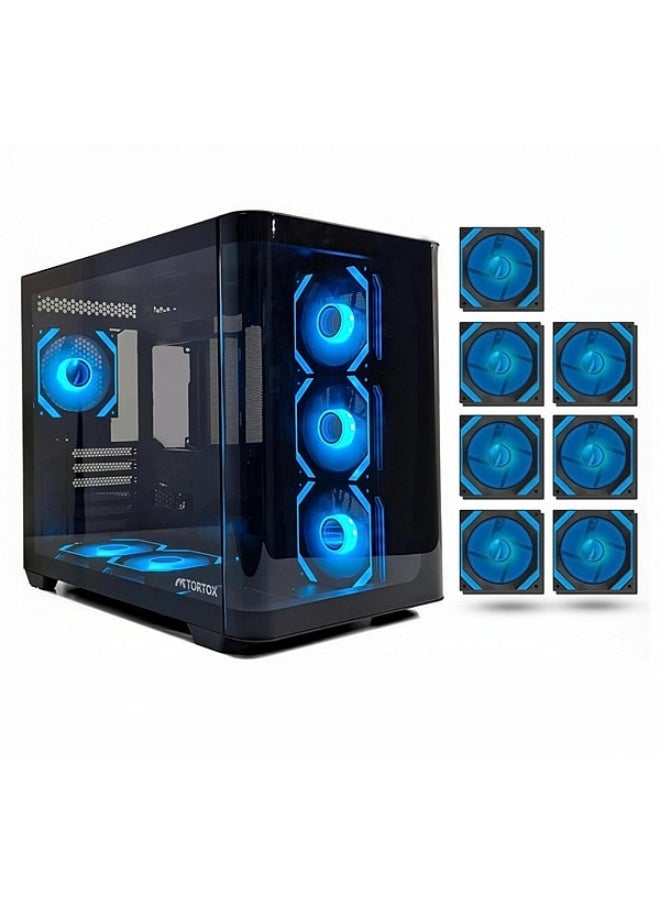 Tortox Curvo Gaming PC Case ATX/M-ATX/ITX Gaming PC Case with 7 * 120mm ARGB PWM Case Fans, 360MM Radiator Support, Type-C USB Port, 3*SSD Slot Gaming Case (Black) - Image 2