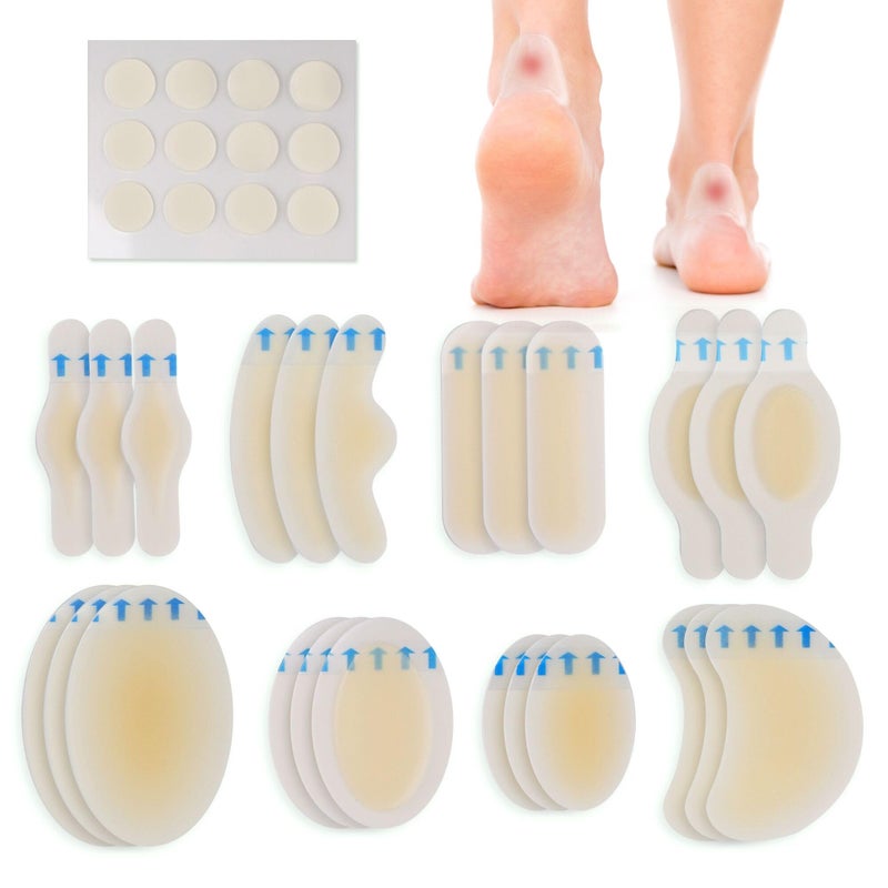 LotFancy LotFancy Blister Bandages for Feet 24 Blister Pads and 12 Acne Patches 8 Size Hydrocolloid Bandage Waterproof Seal Gel Blister Cushion Variety Pack for Toes Protection Heel Blister Prevention
