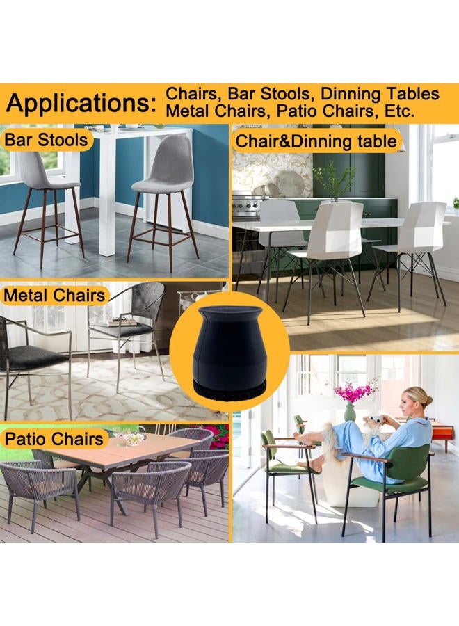 Conprasim Small Fit 15/16”to 1 7/32”Chair Leg Caps Floor Protectors Furniture Leg Feet Protective Cover, Chair Leg Protectors for Hardwood Floors, Silicone Furniture Pads with Felt, Slide No Scratches No Noise - Image 5
