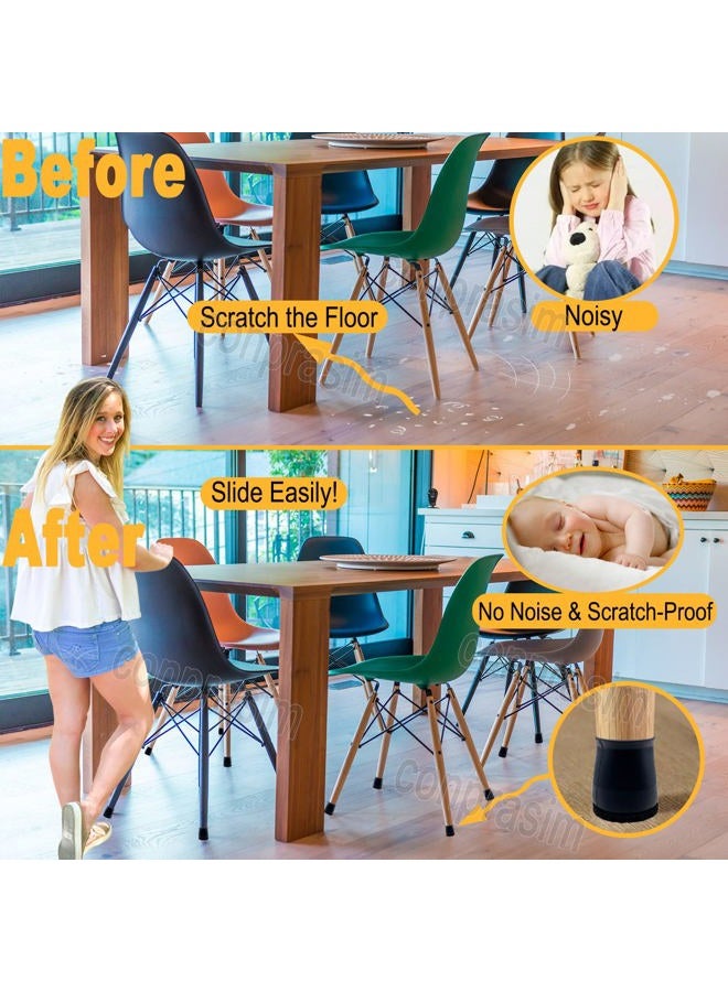 Conprasim Small Fit 15/16”to 1 7/32”Chair Leg Caps Floor Protectors Furniture Leg Feet Protective Cover, Chair Leg Protectors for Hardwood Floors, Silicone Furniture Pads with Felt, Slide No Scratches No Noise - Image 4