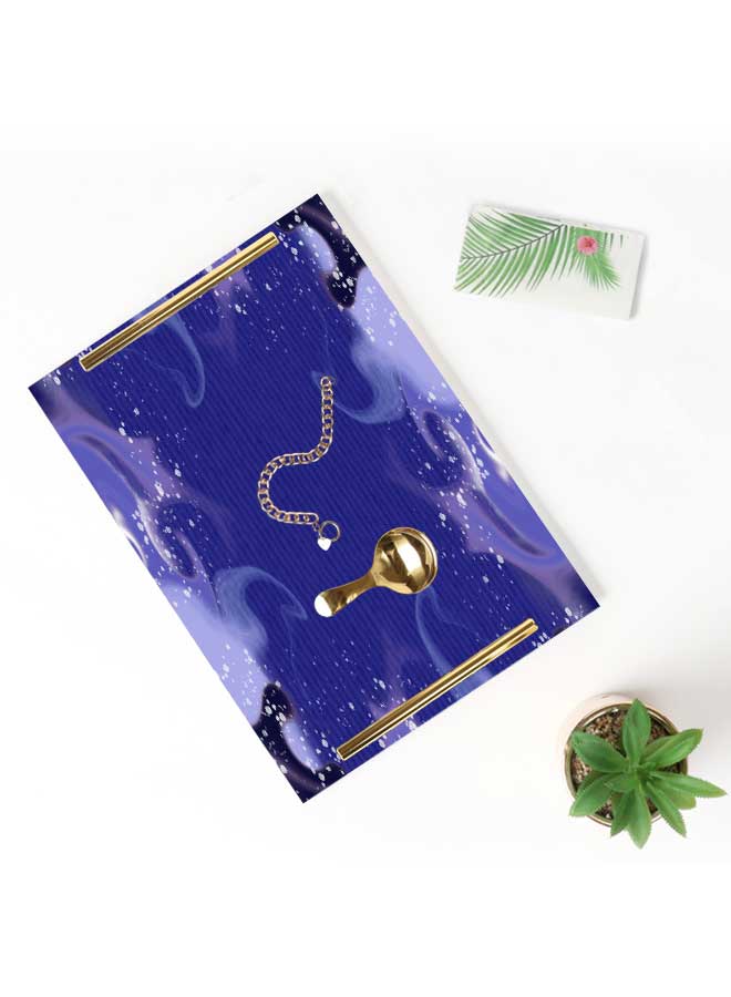 LOWHA Decorative Acrylic Serving Tray with Gold Color Metal Handles Peri Smoke Pattern 24x34cm - Image 3