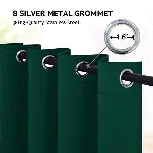 COSVIYA Grommet Blackout Room Darkening Curtains 84 inch Length 2 Panels,Thick Polyester Light Blocking Insulated Thermal Window Curtain Dark Green Drapes for Bedroom/Living Room,52x84 inches - Image 2