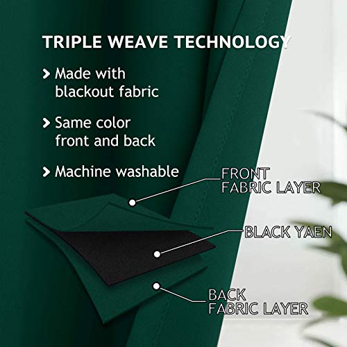 COSVIYA Grommet Blackout Room Darkening Curtains 84 inch Length 2 Panels,Thick Polyester Light Blocking Insulated Thermal Window Curtain Dark Green Drapes for Bedroom/Living Room,52x84 inches - Image 4