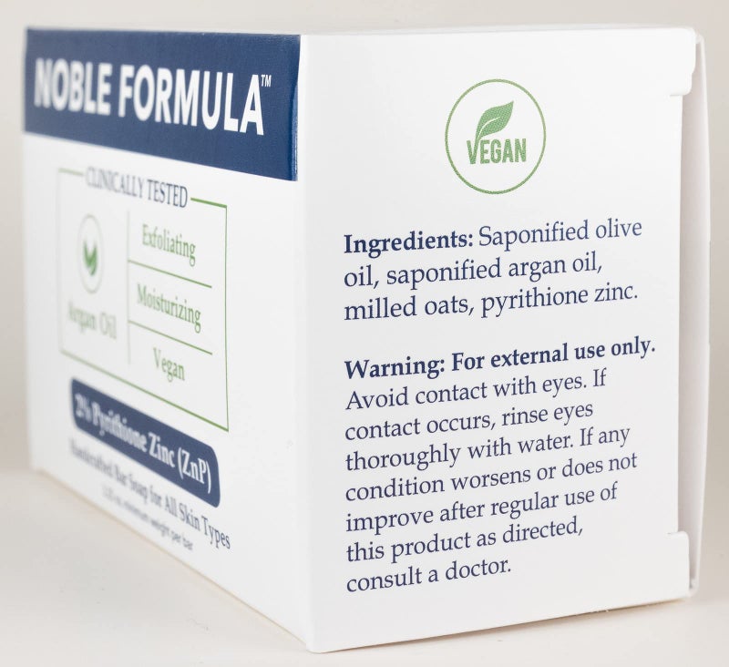Noble Formula Zinc Bar Soap, Olive Oil and Argan Oil 2% Pyrithione Zinc (ZnP) for All Skin Types Including Those With Acne, Psoriasis and Eczema, 3.25 oz - Image 2