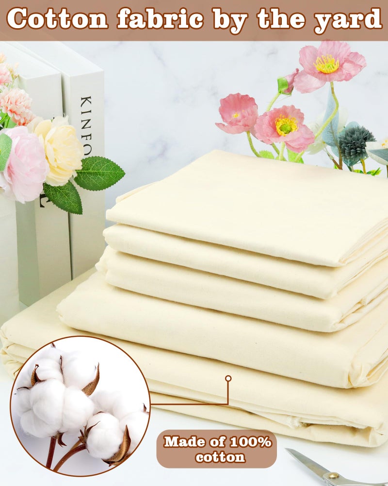 FIVEIZERO 100% Cotton Muslin Fabric by The Yard,63inch x 1.9 Yards Unbleached Natural Cotton Material–Medium Weight Beige Calico Fabric for Sewing,Quilting,Embroidery,Crafts & Apparel Projects - Image 3