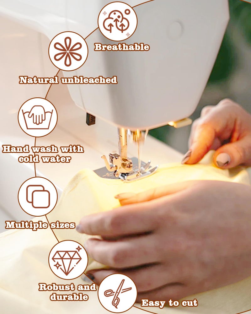 FIVEIZERO 100% Cotton Muslin Fabric by The Yard,63inch x 1.9 Yards Unbleached Natural Cotton Material–Medium Weight Beige Calico Fabric for Sewing,Quilting,Embroidery,Crafts & Apparel Projects - Image 4