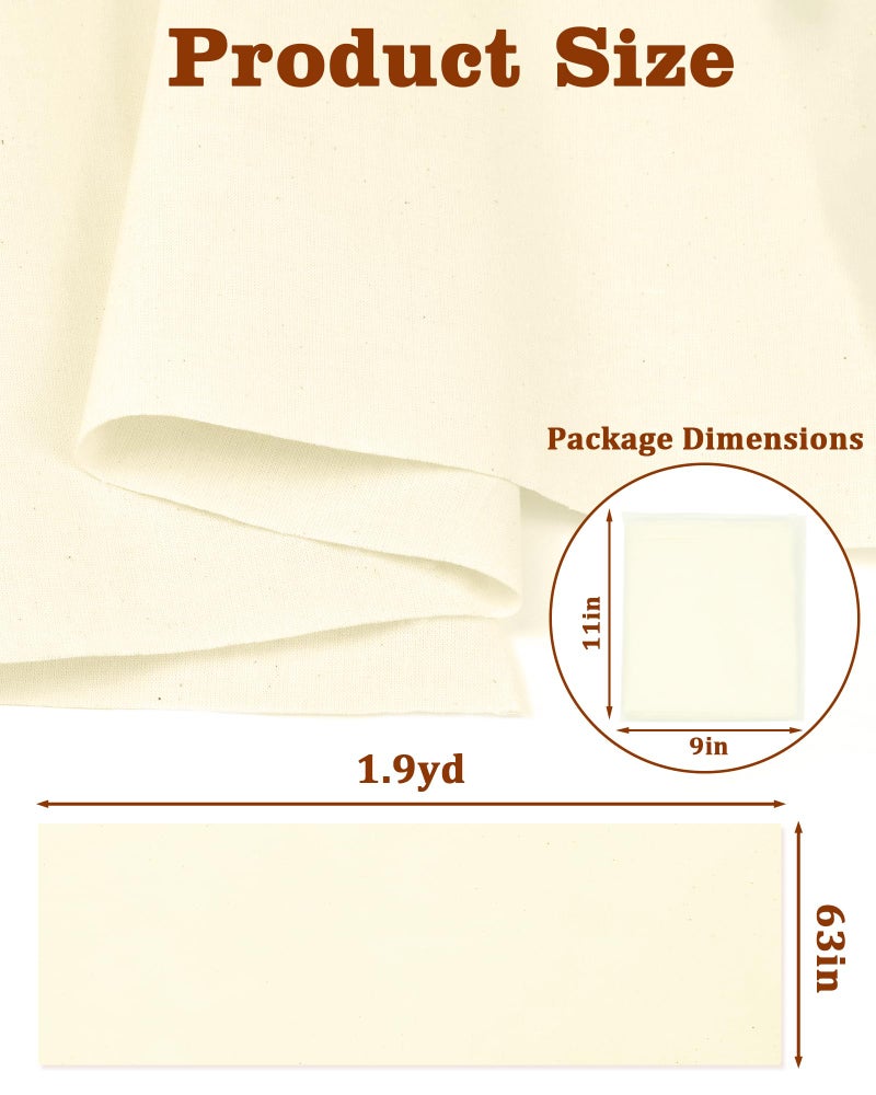FIVEIZERO 100% Cotton Muslin Fabric by The Yard,63inch x 1.9 Yards Unbleached Natural Cotton Material–Medium Weight Beige Calico Fabric for Sewing,Quilting,Embroidery,Crafts & Apparel Projects - Image 2