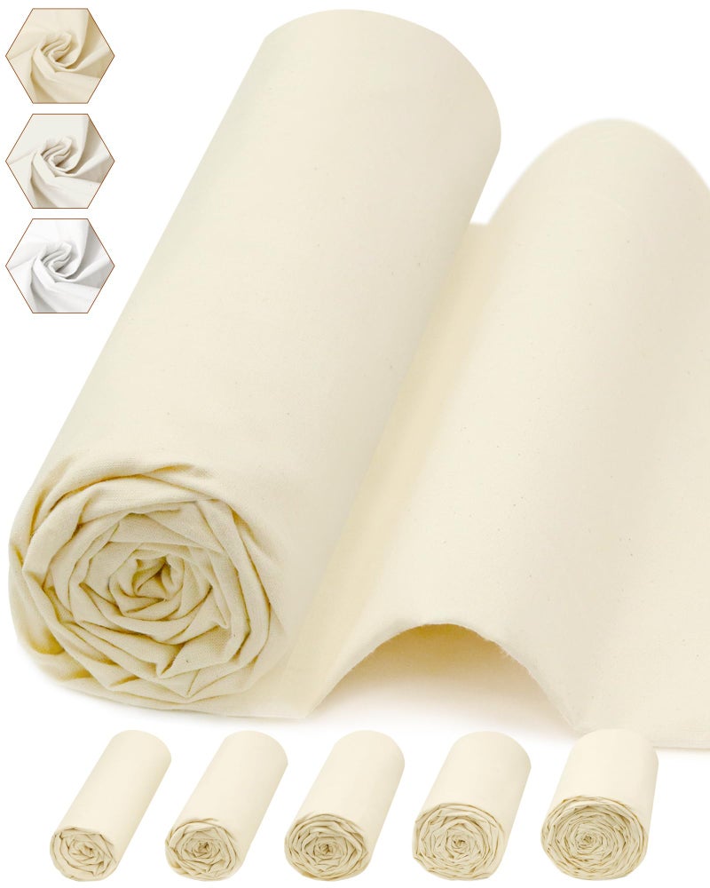 FIVEIZERO 100% Cotton Muslin Fabric by The Yard,63inch x 1.9 Yards Unbleached Natural Cotton Material–Medium Weight Beige Calico Fabric for Sewing,Quilting,Embroidery,Crafts & Apparel Projects - Image 1