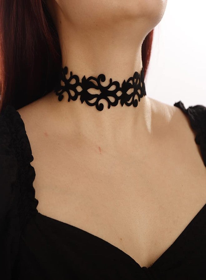 BERYUAN Gothic Black Leather Necklace Gothic Light Necklace for Women Cool Choker Costume Jewelry (BLACK 2) - Image 3