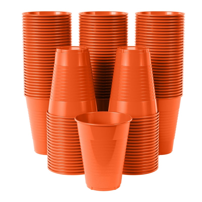 Exquisite 12 oz Orange Plastic Cups For Party 50 Pack | Orange Disposable Cups | Orange Party Cups Disposable | Plastic Party Cups Orange | 12 oz Plastic Cups Disposable | Plastic Drinking Cups - Image 1