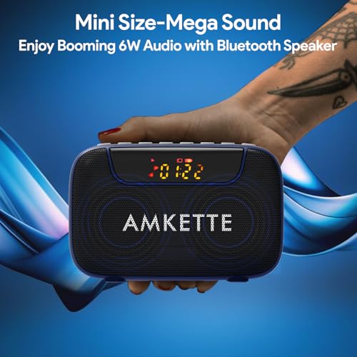 Amkette Pocket Blast 5 in 1 FM Radio with Bluetooth, Powerful Sound, Voice & FM Recording, External Antenna, 7+ Hours Playback, MP3 Player with Number Pad (AUX, SD Card, USB Input) (Blue) - Image 3