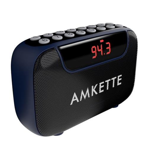Amkette Pocket Blast 5 in 1 FM Radio with Bluetooth, Powerful Sound, Voice & FM Recording, External Antenna, 7+ Hours Playback, MP3 Player with Number Pad (AUX, SD Card, USB Input) (Blue) - Image 1