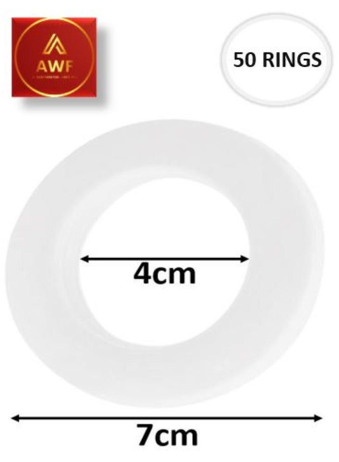 AL WADI FURNITURE AWF Al Wadi Furniture Pack of 50 White Curtain Grommets Round Plastic Curtain Eyelet Rings with nano-scale silencer ring, DIY Rings for Window Curtain, Shower Curtain, Locker Room Door Curtain  - Image 2