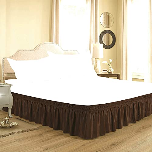 YRM Bedding's Chocolate Brown Bed Skirt Wrap Around 600 Microfiber with Easy Fit with 15 Inch Tailored Drop Shrinkage and Fade Resistant with Microfiber 15 Bed Skirt Twin Size 39 x 80 - Image 1