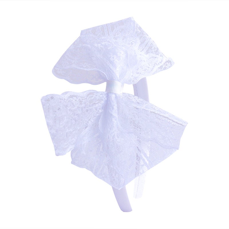 إسكدنيا Sweet Autumn Winter Headband with Lace Bow White