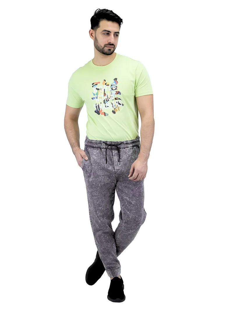 GIORDANO Men's Denim Mid Rise Slim Fit Joggers