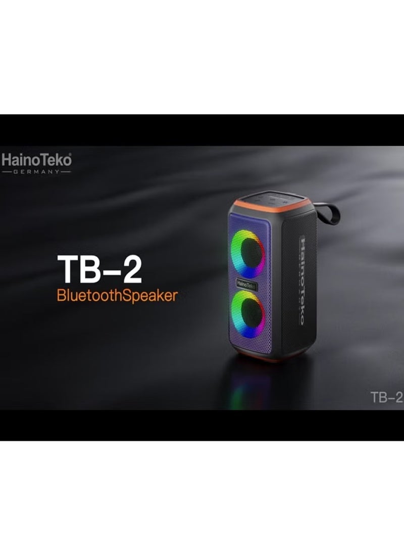HainoTeko - TB-2 Portable Wireless Bluetooth Speaker with RGB Lighting, 30W Output Power, Multi-Functional Button Control, Compact & Durable Design for Indoor & Outdoor Use - Black - Image 1