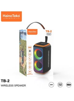 HainoTeko TB-2 Portable Wireless Bluetooth Speaker with RGB Lighting, 30W Output Power, Multi-Functional Button Control, Compact & Durable Design for Indoor & Outdoor Use - Black  - Image 4