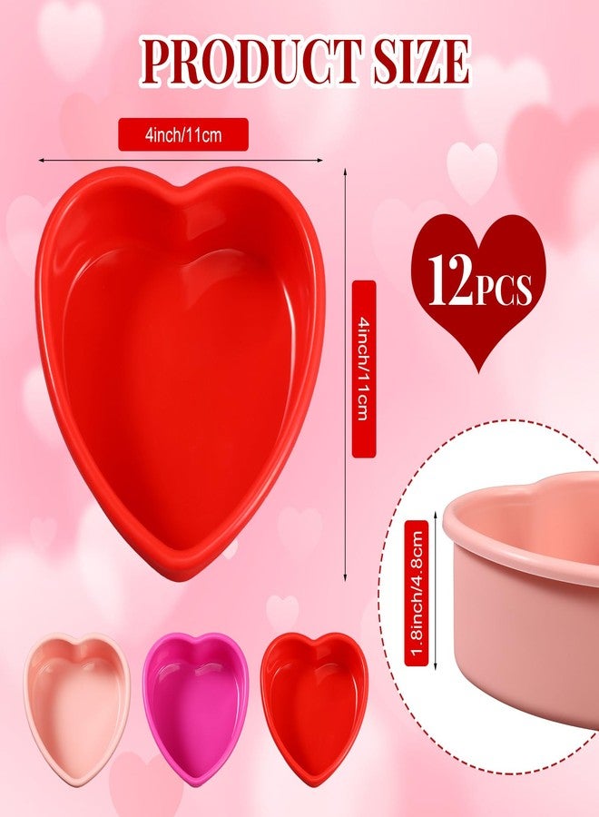 Menkxi Valentine Heart Shaped Cake Pans Pink Red Silicone Mini Heart Cake Pan Nonstick Dessert Mold Chocolate Baking Tray Bakeware for Valentine Birthday Cupcake Muffin Tool(Multicolor,4'') - Image 2
