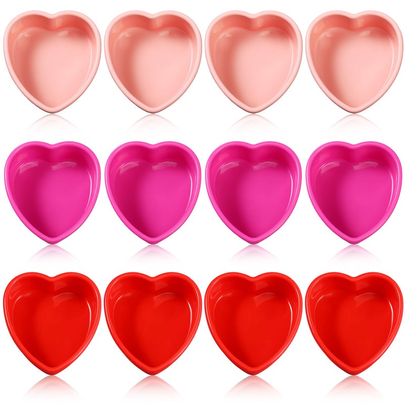 Menkxi Valentine Heart Shaped Cake Pans Pink Red Silicone Mini Heart Cake Pan Nonstick Dessert Mold Chocolate Baking Tray Bakeware for Valentine Birthday Cupcake Muffin Tool(Multicolor,4'') - Image 1