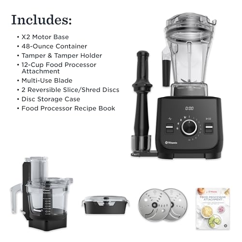 Vitamix Ascent X2 SmartPrep Kitchen System, Professional-Grade Blender, Stainless-Steel Blades, 12-Cup Food Processor Attachment, 48 Oz Blender Container, Black - Image 3