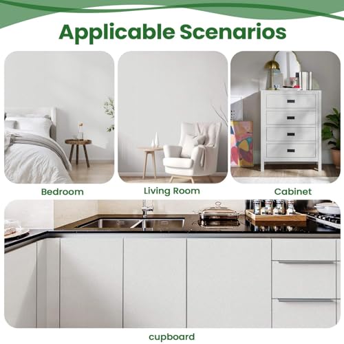 Abyssaly White Textured Wallpaper Peel and Stick - Removable Silk Embossed Vinyl Wrap Paper for Cabinet - New Environmentally Friendly Upgrade Wall Paper for Cabinets, Shelves, Backsplash 15.7 X 118 Inch - Image 4
