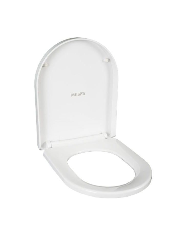 DANUBE HOME Milano Delux Wc Slow Down Seat Cover - White Finish Durable Acrylic Soft Close Toilet Lid Wc Accessories For Modern Bathroom Fits With Standard Water Closet - (37X45X5Cm)  - Image 1