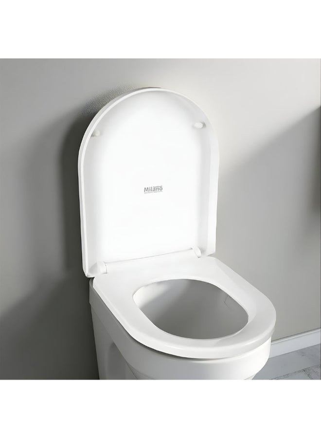 DANUBE HOME غطاء مقعد مرحاض ميلانو ديلوكس ببطء - تشطيب أبيض أكريليك متين غطاء مرحاض يغلق برفق ملحقات مرحاض للحمام العصري يناسب المرحاض القياسي - (37X45X5 سم) - Image 1