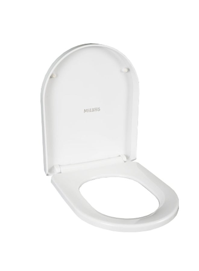 DANUBE HOME غطاء مقعد مرحاض ميلانو ديلوكس ببطء - تشطيب أبيض أكريليك متين غطاء مرحاض يغلق برفق ملحقات مرحاض للحمام العصري يناسب المرحاض القياسي - (37X45X5 سم) - Image 2