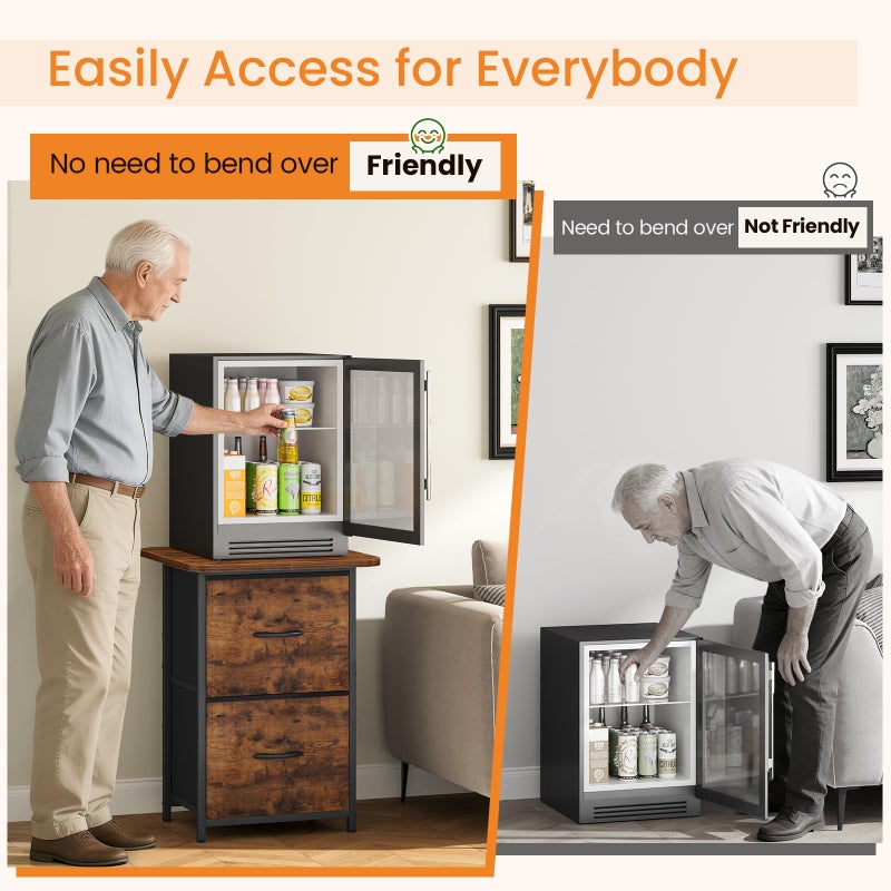 Snughome Mini Fridge Stand with Storage, Mini Fridge Cabinet Small Refrigerator Table Stand with Drawers, Heavy Duty 220 LBS, Compact Beverage Cooler Rack Shelf for Dorm, Apartment, Office Coffee Bar - Image 4