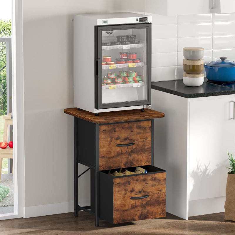 Snughome Mini Fridge Stand with Storage, Mini Fridge Cabinet Small Refrigerator Table Stand with Drawers, Heavy Duty 220 LBS, Compact Beverage Cooler Rack Shelf for Dorm, Apartment, Office Coffee Bar - Image 2