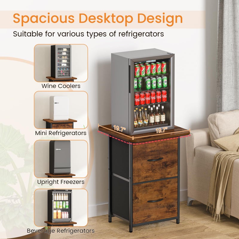 Snughome Mini Fridge Stand with Storage, Mini Fridge Cabinet Small Refrigerator Table Stand with Drawers, Heavy Duty 220 LBS, Compact Beverage Cooler Rack Shelf for Dorm, Apartment, Office Coffee Bar - Image 5