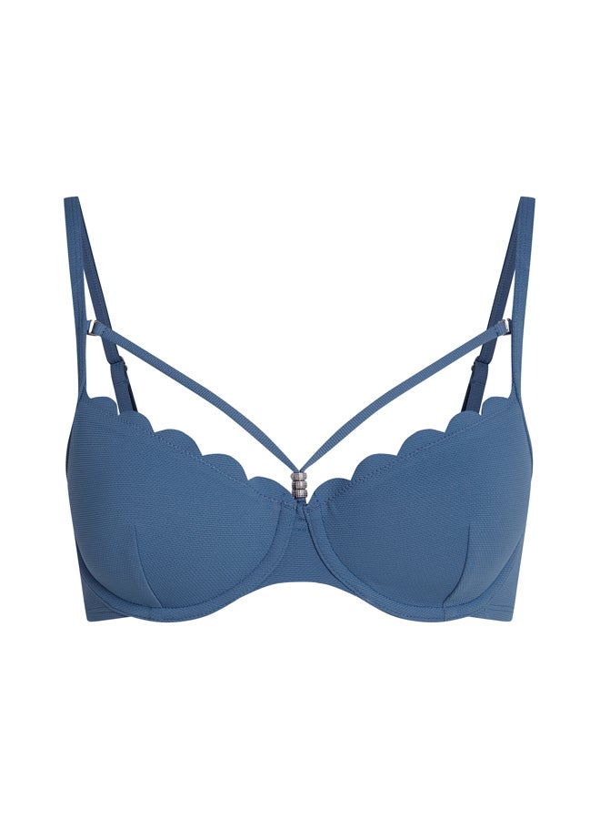 hunkemoller Scallop Padded Underwired Bikini Top - Image 4