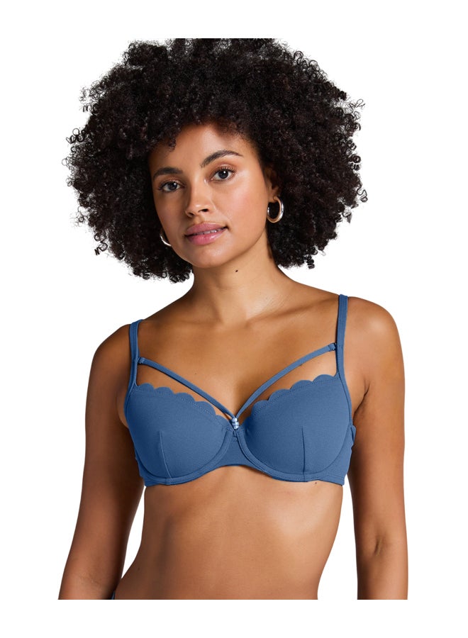 hunkemoller Scallop Padded Underwired Bikini Top - Image 1