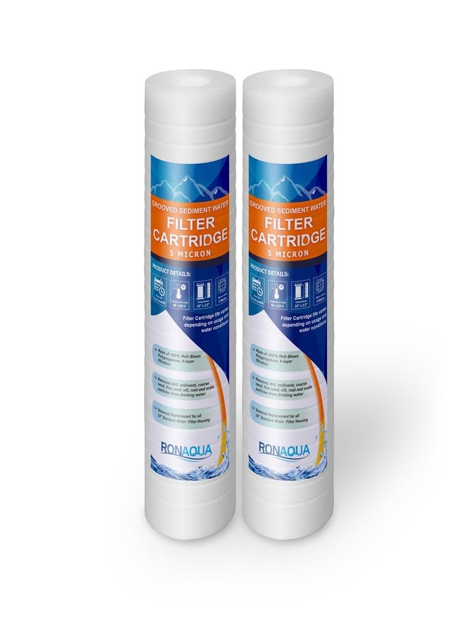 Ronaqua Grooved Sediment Water Filter Cartridge by Ronaqua 10"x 2.5", Four Layers of Filtration, Removes Sand, Dirt, Silt, Rust, made from Polypropylene (2 Pack, 5 Micron) - Image 1