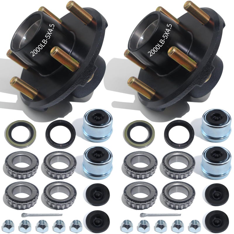 LUXTRKSTO Trailer Hubs Kit 5 Lug 45 for 2000Lb 5x45 Trailer Axle Kit Fits 1 and 1116 Straight Spindle 2 Sets