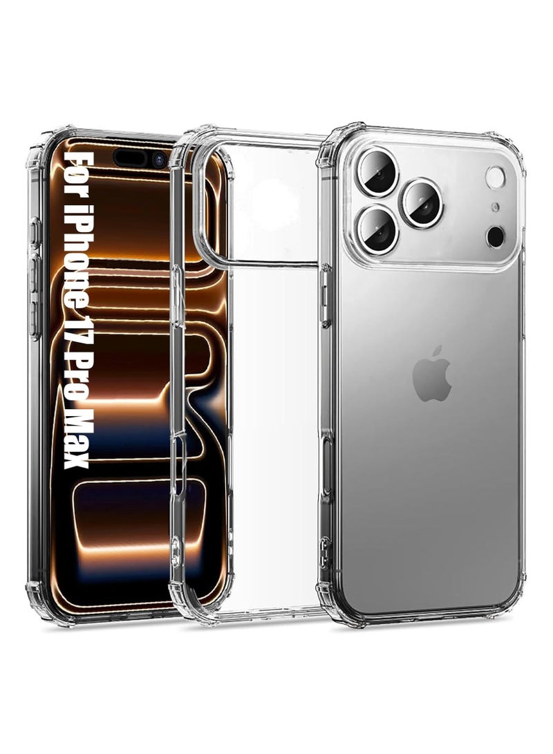 iPhone 17 Pro Max Clear Case Soft Flexible Silicone TPU Shockproof Transparent Back Cover with Bumper Protection for iPhone 17 Pro Max - Image 1
