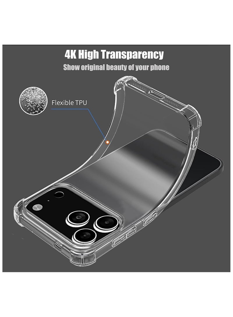 iPhone 17 Pro Max Clear Case Soft Flexible Silicone TPU Shockproof Transparent Back Cover with Bumper Protection for iPhone 17 Pro Max - Image 4