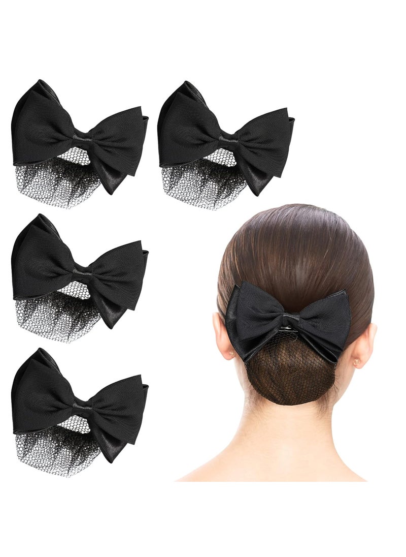 Beaupretty Beaupretty 4 Pieces Women Hair Bun Cover Net Hair Snood Net Barrette Mesh Clip Elastic Butterfly Bun Bow Headdress 