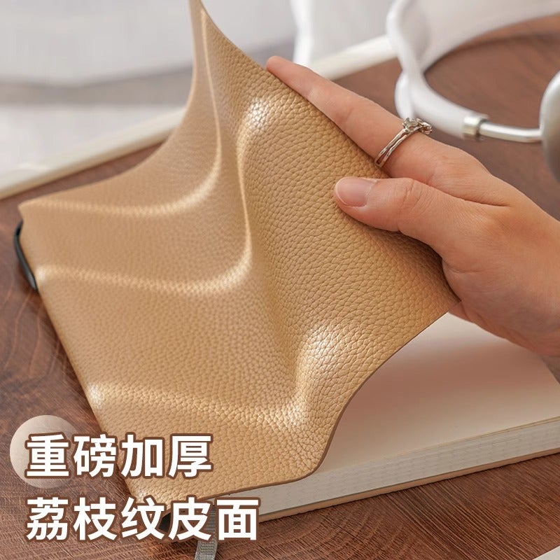 A5 Litchi Pattern Diary, Grids Book, Soft Leather Book, Leather Book, High-Looking And Exquisite Hand Ledger - Image 2