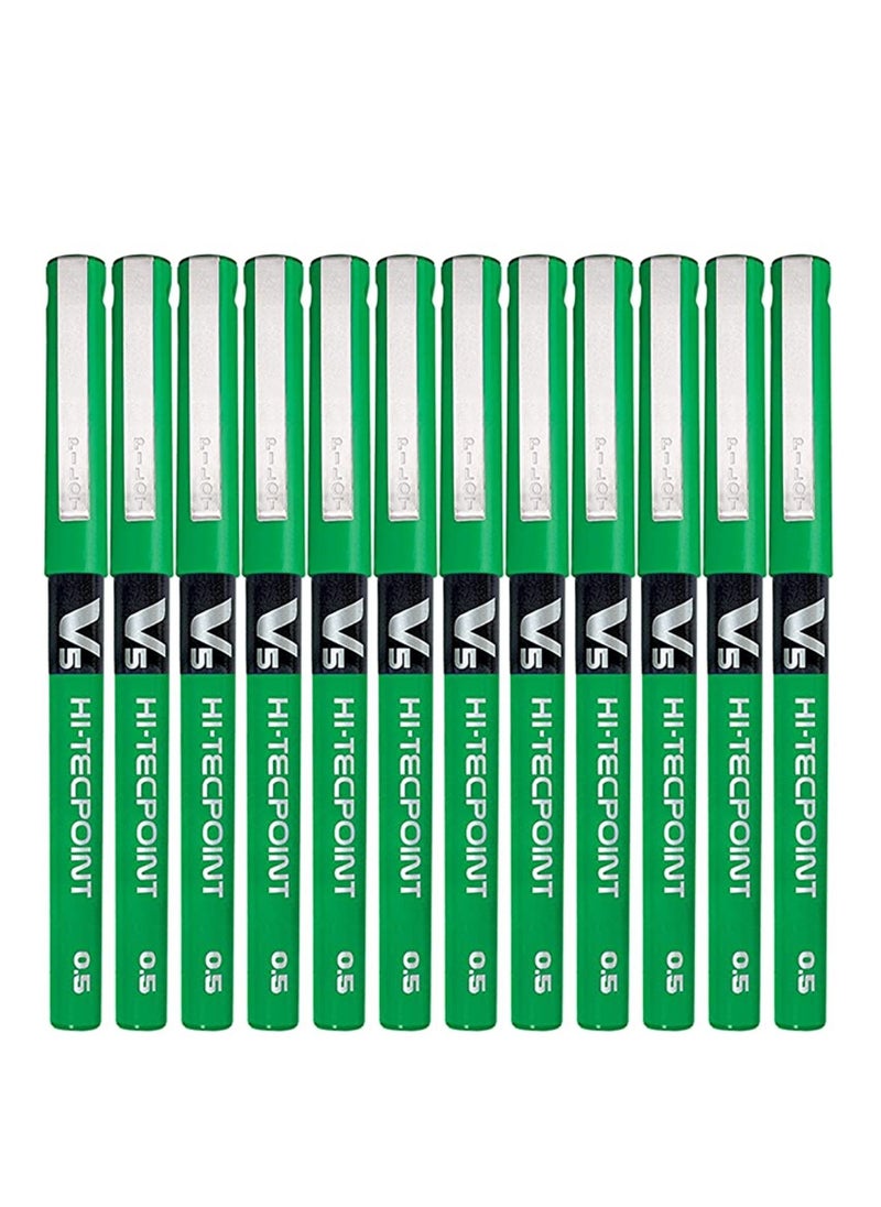 PILOT 12-Piece Hi-tecpoint V5 Fine Rollerball Pen Green Ink  - Image 1