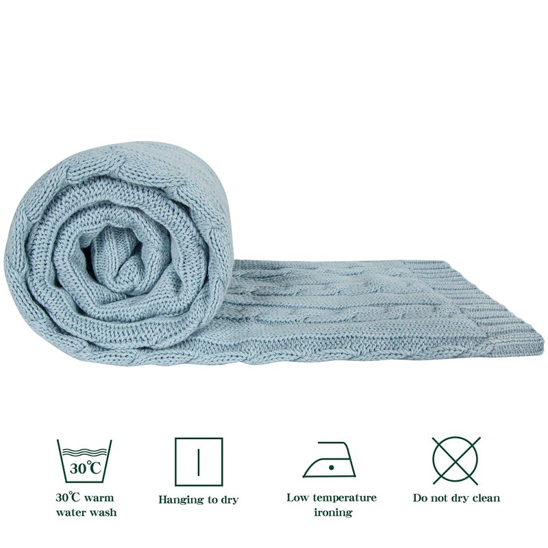 NTBAY 100% Pure Cotton Cable Knit Toddler Blanket, Super Soft Warm Breathable 30x40 Baby Blanket for Crib, Stroller, Nursery, Travel, Newborn, 30x40 Inches, Baby Blue - Image 4