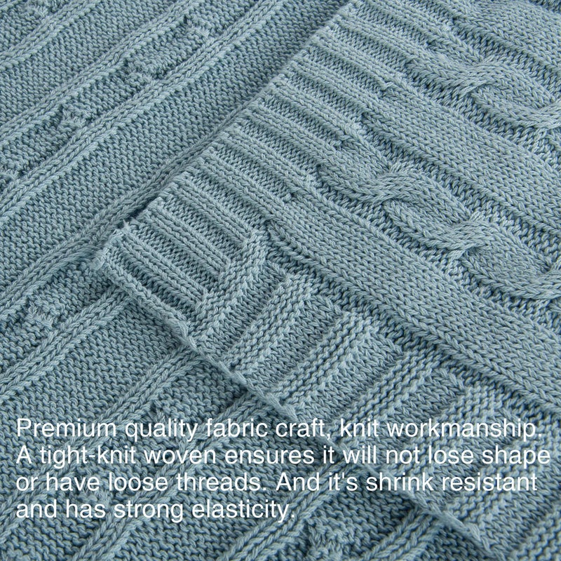 NTBAY 100% Pure Cotton Cable Knit Toddler Blanket, Super Soft Warm Breathable 30x40 Baby Blanket for Crib, Stroller, Nursery, Travel, Newborn, 30x40 Inches, Baby Blue - Image 3